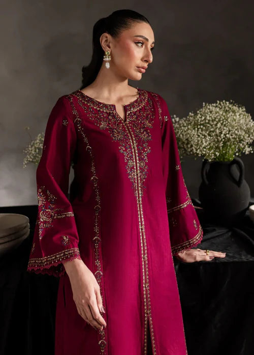 Maroon Rosewood 2Pc Embroidered Stitch