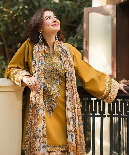 Honey Color Embroided Kurta With Palazzo Stitched