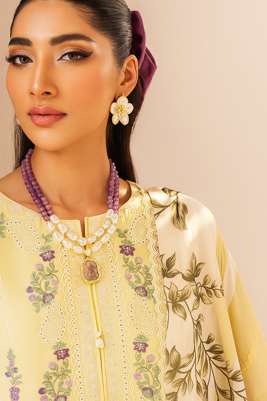 Lemon Embroidered 3 Piece