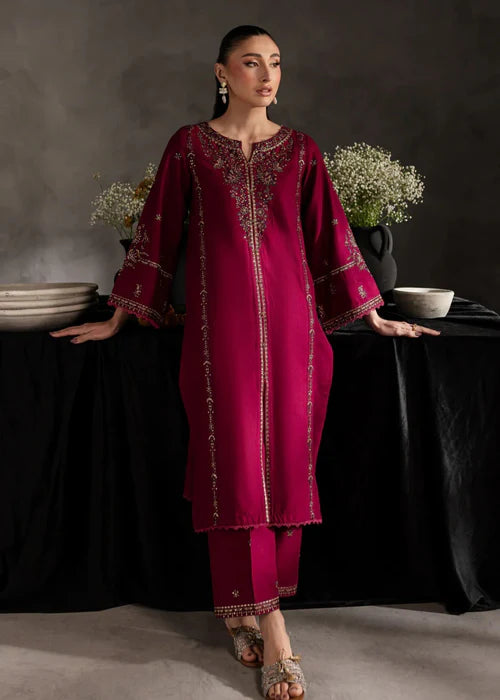 Maroon Rosewood 2Pc Embroidered Stitch