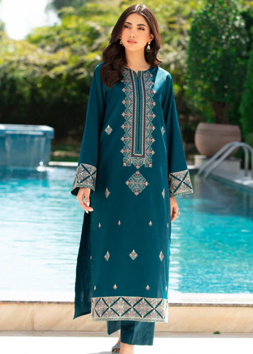 Sapphire Blue Embroidered 2 piece Kurta Set