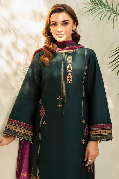 Rich green Marina Embroidered 3 piece