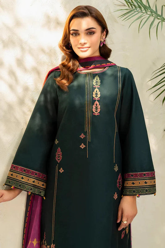 Rich green Marina Embroidered 3 piece