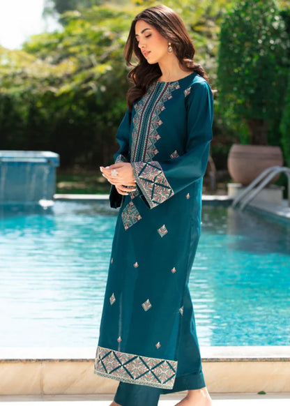 Sapphire Blue Embroidered 2 piece Kurta Set