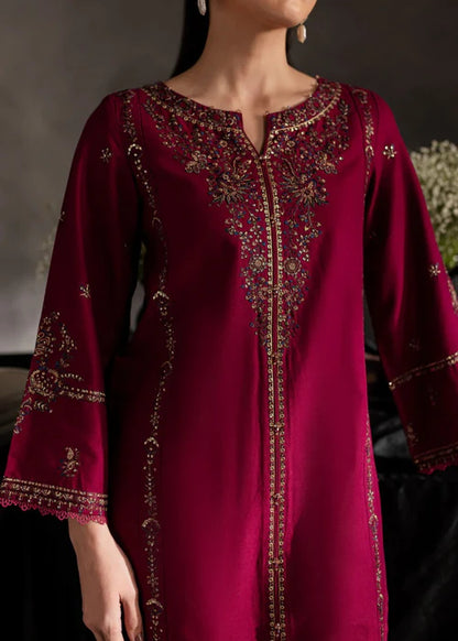 Maroon Rosewood 2Pc Embroidered Stitch