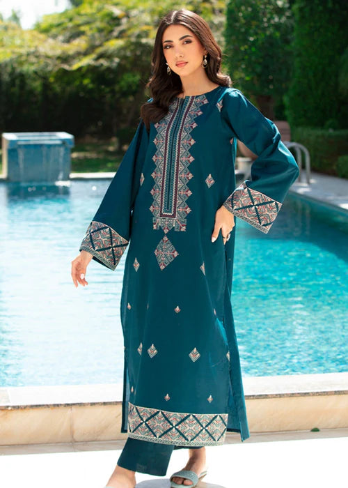 Sapphire Blue Embroidered 2 piece Kurta Set