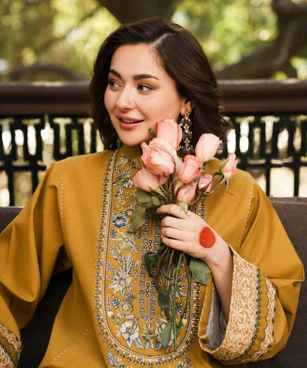 Honey Color Embroided Kurta With Palazzo Stitched