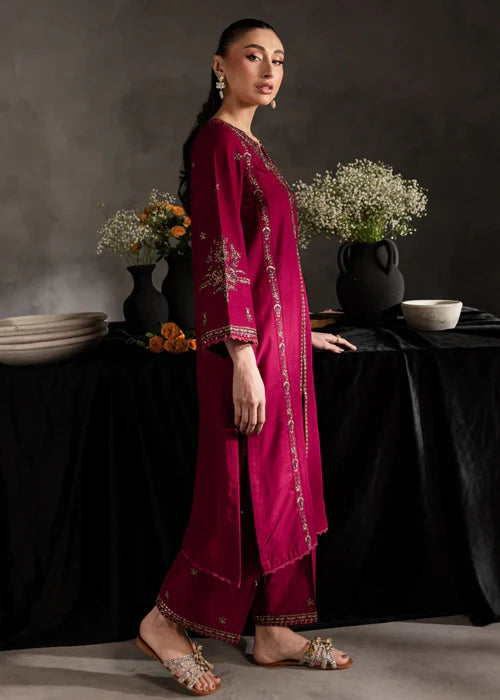 Maroon Rosewood 2Pc Embroidered Stitch