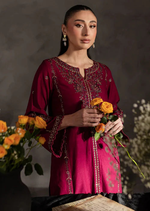 Maroon Rosewood 2Pc Embroidered Stitch