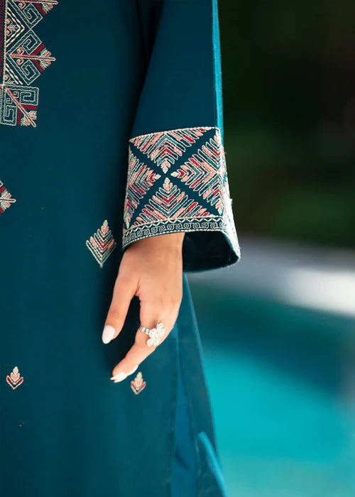 Sapphire Blue Embroidered 2 piece Kurta Set