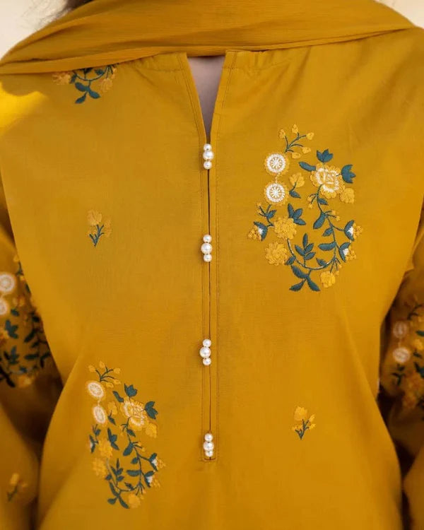Mustard Embroidered 3pc